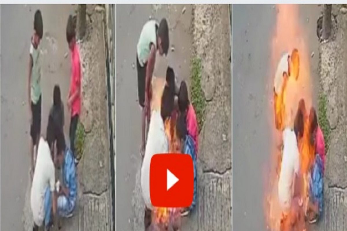 गटारावर फटाके फोडताना अचानक उडाला भडका, Shocking VIDEO आला समोर