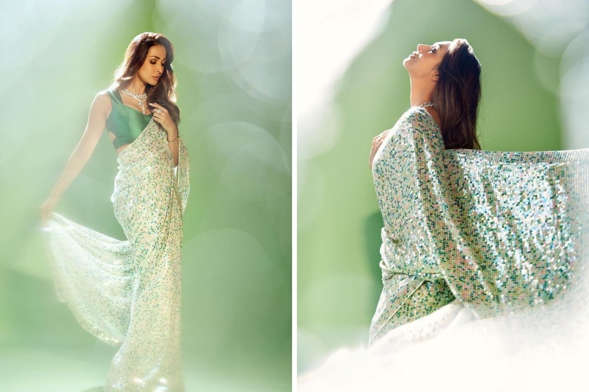 फॉरेस्ट ग्रीन रंगाच्या साडीत खुललं Malaika Aroraचं सौंदर्य; साडीची किंमत ऐकून व्हाल अवाक्