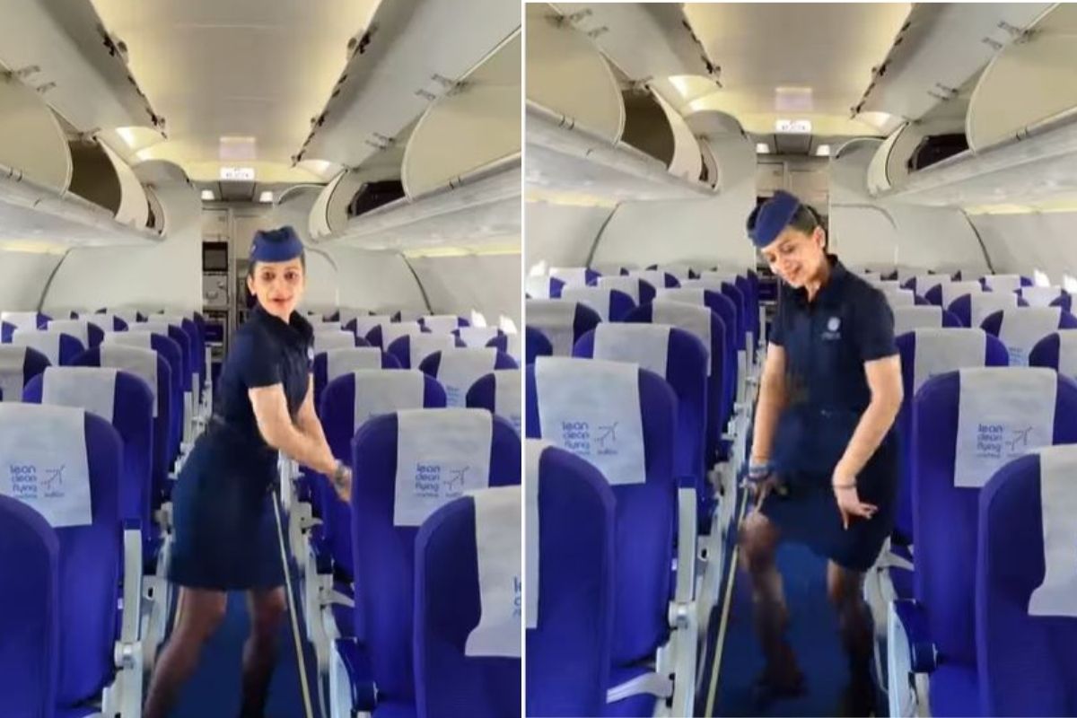 फ्लाईटमध्येच एअर होस्टेसचा जबरदस्त डान्स; VIDEO चा इंटरनेटवर धुमाकूळ
