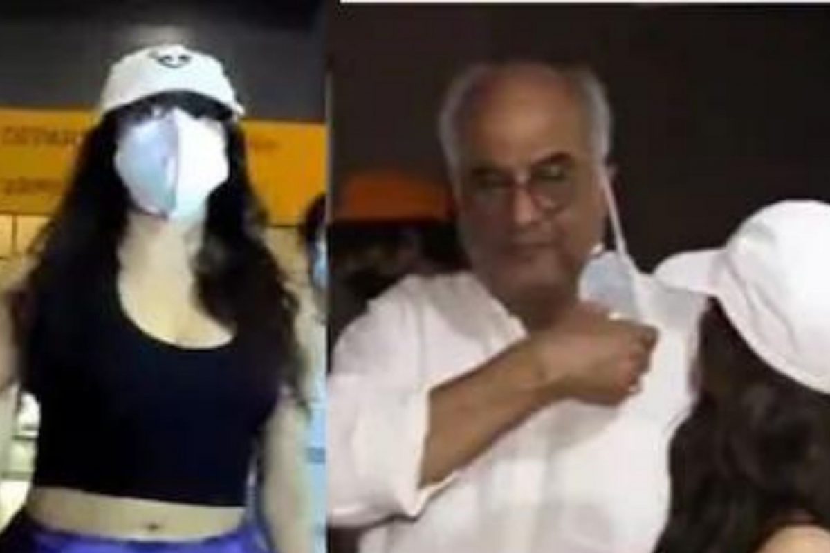 VIDEO:वडिलांच्या मास्क उतरवण्यावर भडकली जान्हवी कपूर; पापाराझींनाही फटकारलं