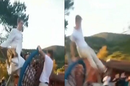 अरे बापरे! झोका देता देता स्वतःही हवेत उडाला तरुण; पाहा VIDEO
