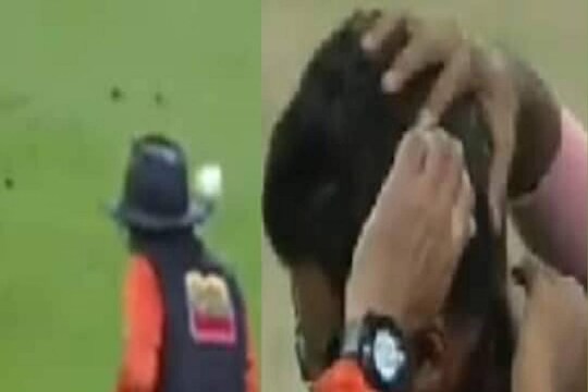 पाकिस्तानी अंपायर अलीम दार थोडक्यात बचावले, बुलेट थ्रो डोक्यावर आपटला, VIDEO