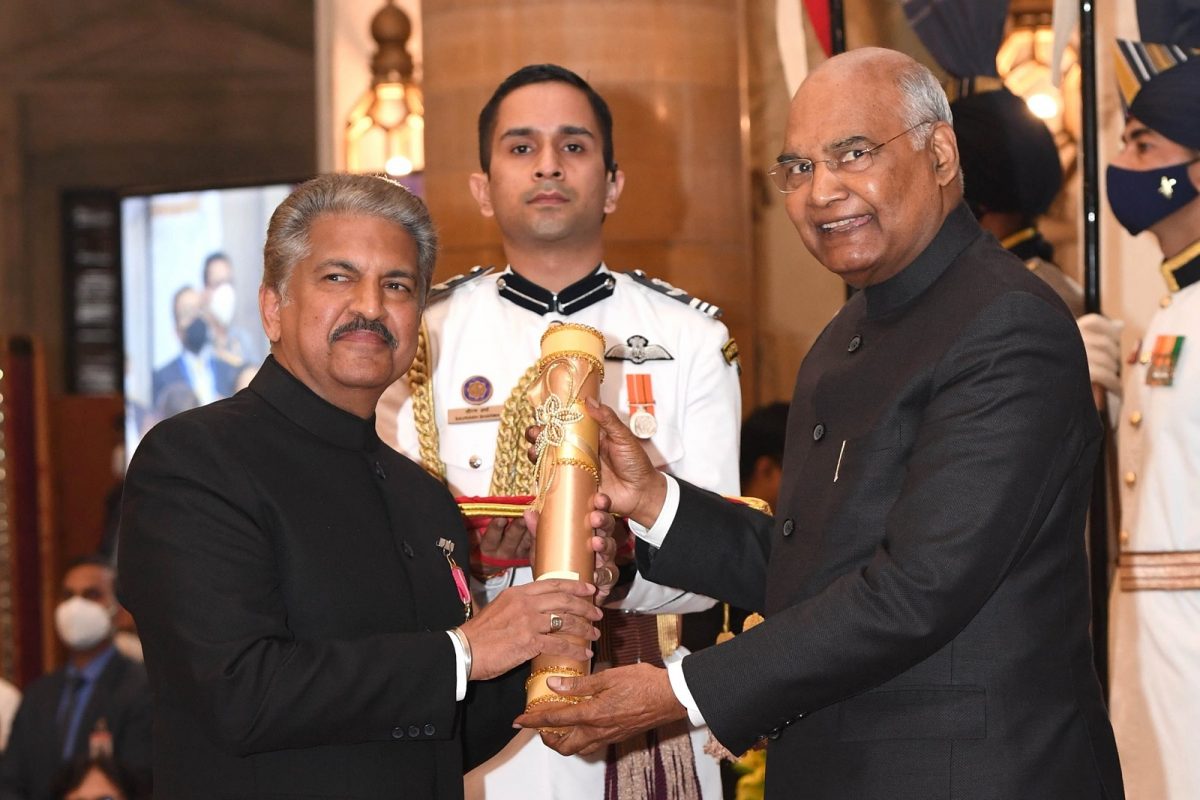 President Kovind presents Padma Bhushan to Shri Anand Gopal Mahindra for Trade and Industry