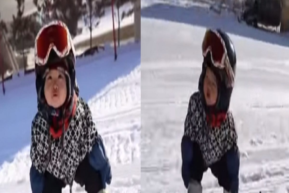 इटुकली पिटुकली Baby Snowboarder! अवघ्या 11 महिन्यांच्या चिमुकलीचा सॉलिड Snow Boarding video पाहिला का?