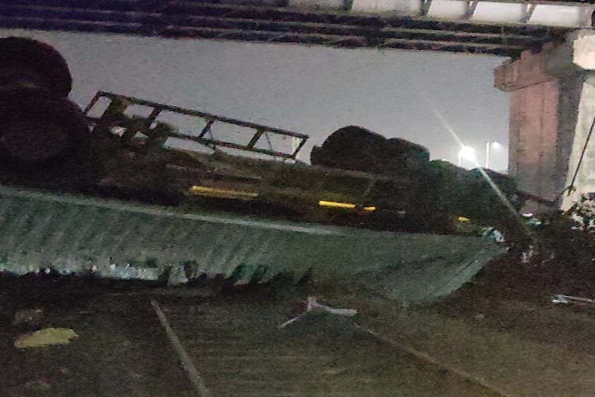 ट्रेलर पुलावरून खाली कोसळल्यामुळे ओव्हरहेड वायर तुटली आहे. त्यामुळे रेल्वेची वाहतूक ठप्प झाली आहे.