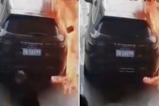 पेट्रोल भरण्यासाठी पंपावर गेलेली महिला; माथेफिरूने धावत येत लावली कारला आग अन्..., धडकी भरवणारा VIDEO