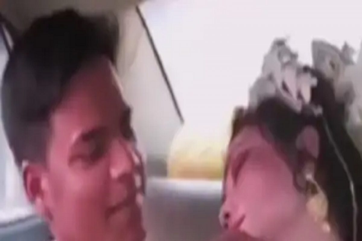 VIDEO - कारमध्ये नवरी लागली झोप; त्याचवेळी नवरदेवाने असं काही केलं की...; कॅमेऱ्यात कैद झालं ते दृश्य