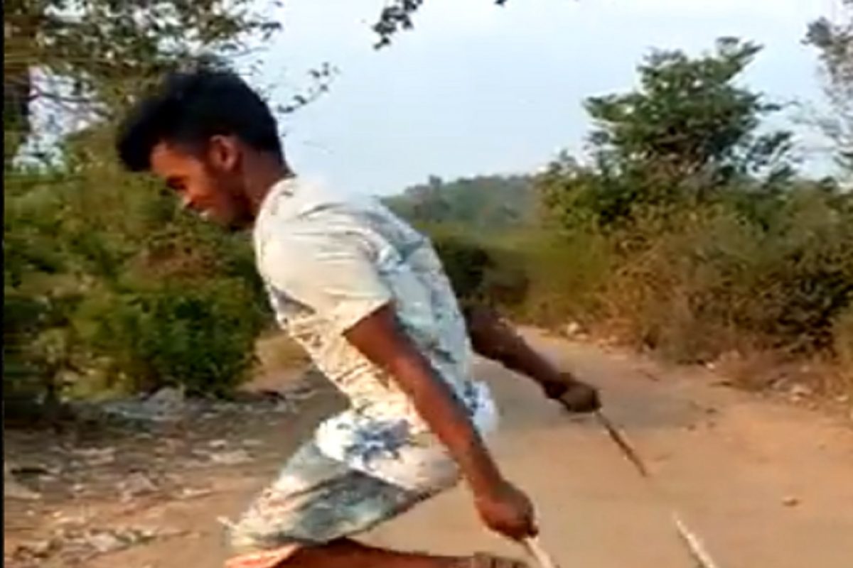 एका हातात तोंड दुसऱ्या हातात शेपटी, चक्क जिवंत सापाला दोरीसारखं धरून मारल्या उड्या; भयंकर आहे हा VIDEO