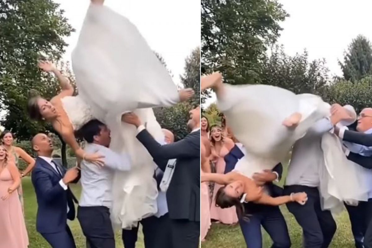 पाहुण्यांनी नवरीला हवेत फेकलं, पण...; काळजाचा ठोका चुकवणारा Wedding Video