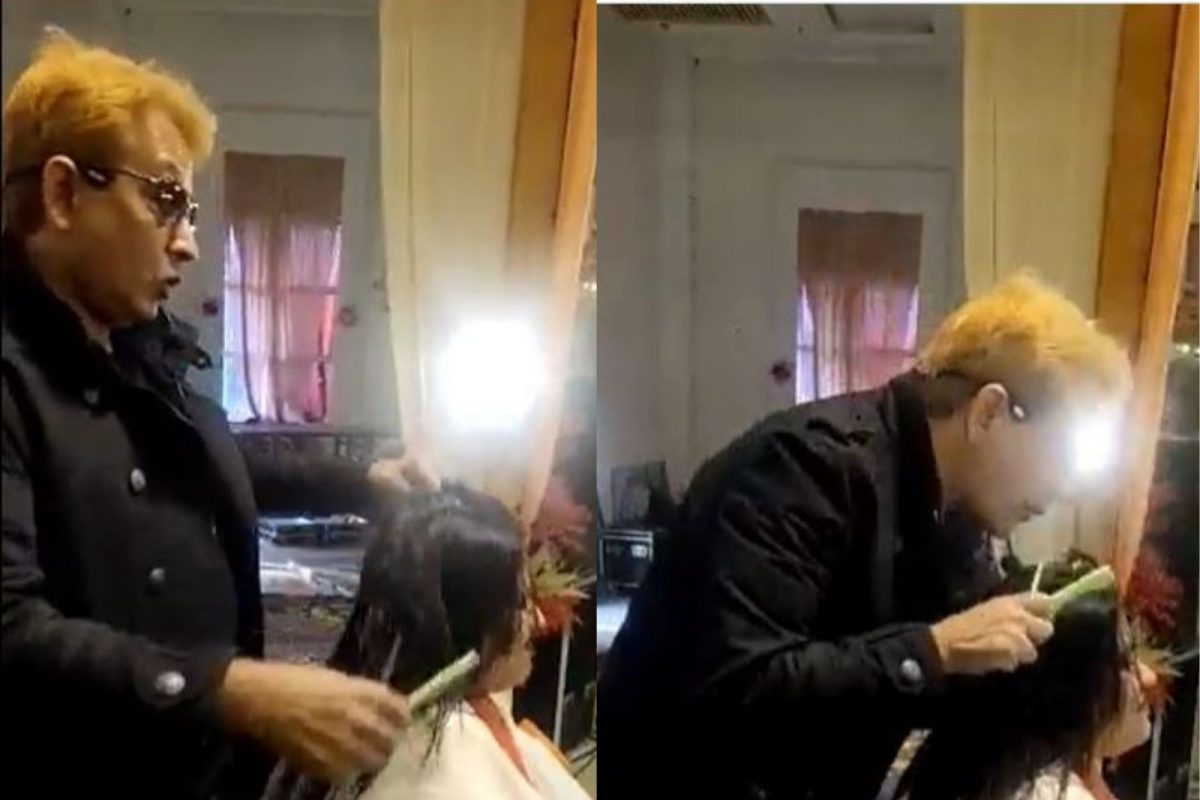 प्रसिद्ध हेअर स्टायलिस्ट जावेद हबीबचं किळसवाणं कृत्य, हेअरकट करताना महिलेच्या केसांवर थुंकला, VIDEO