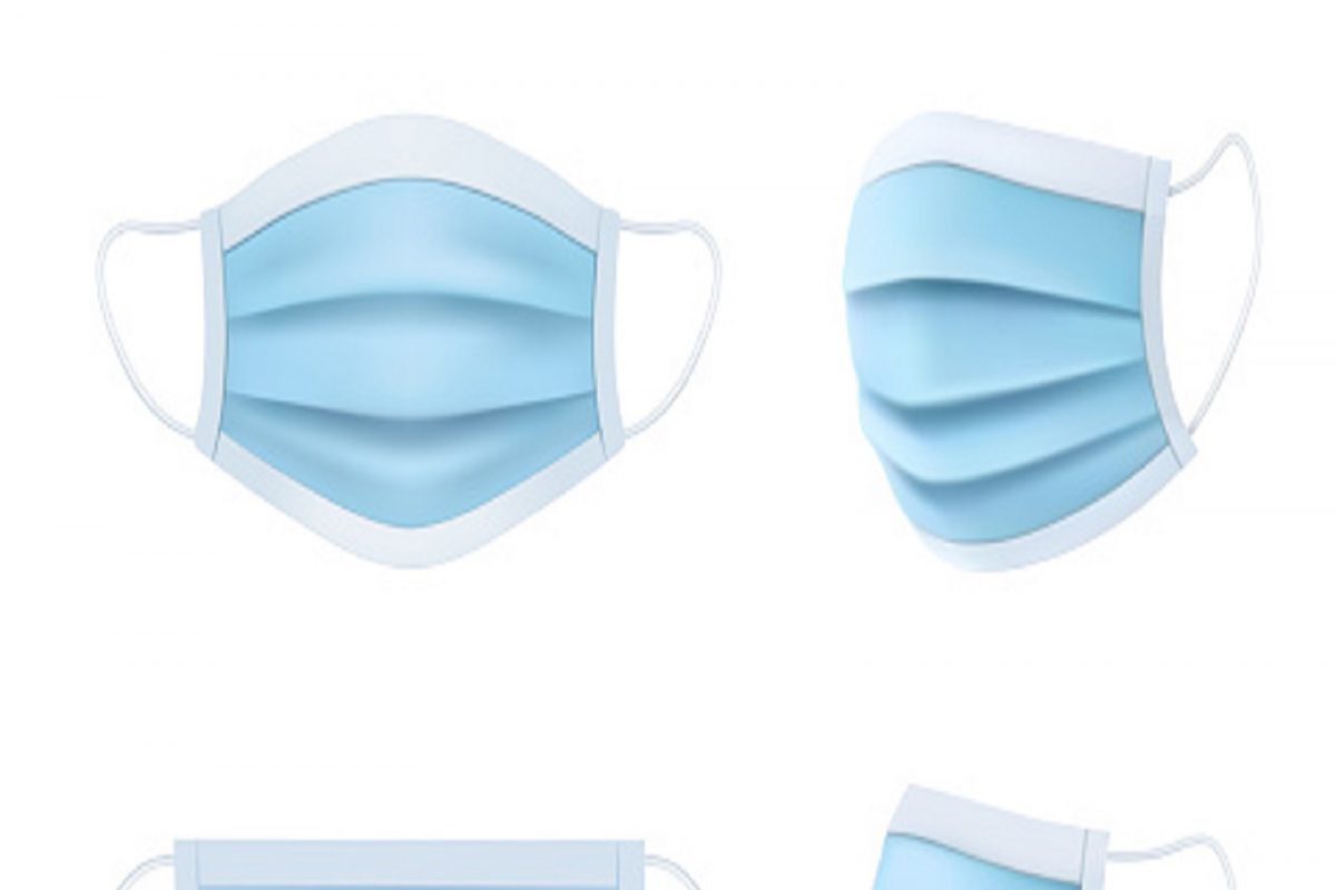 Medical mask vector realistic model, coronavirus and virus disease protection. Medical face mask front and side view, antibacterial and antiviral hygiene, healthcare and disease prevention mask