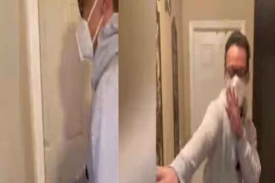 VIDEO - Surprise म्हणत दरवाजा उघडला पण...; अशा अवस्थेत दिसले पालक की पाहताच पळाला लेक