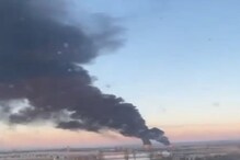 रशियाकडून विमानतळांवर बॉम्बहल्ले;  लष्करी विमानतळ धुमसतानाचा Live Video