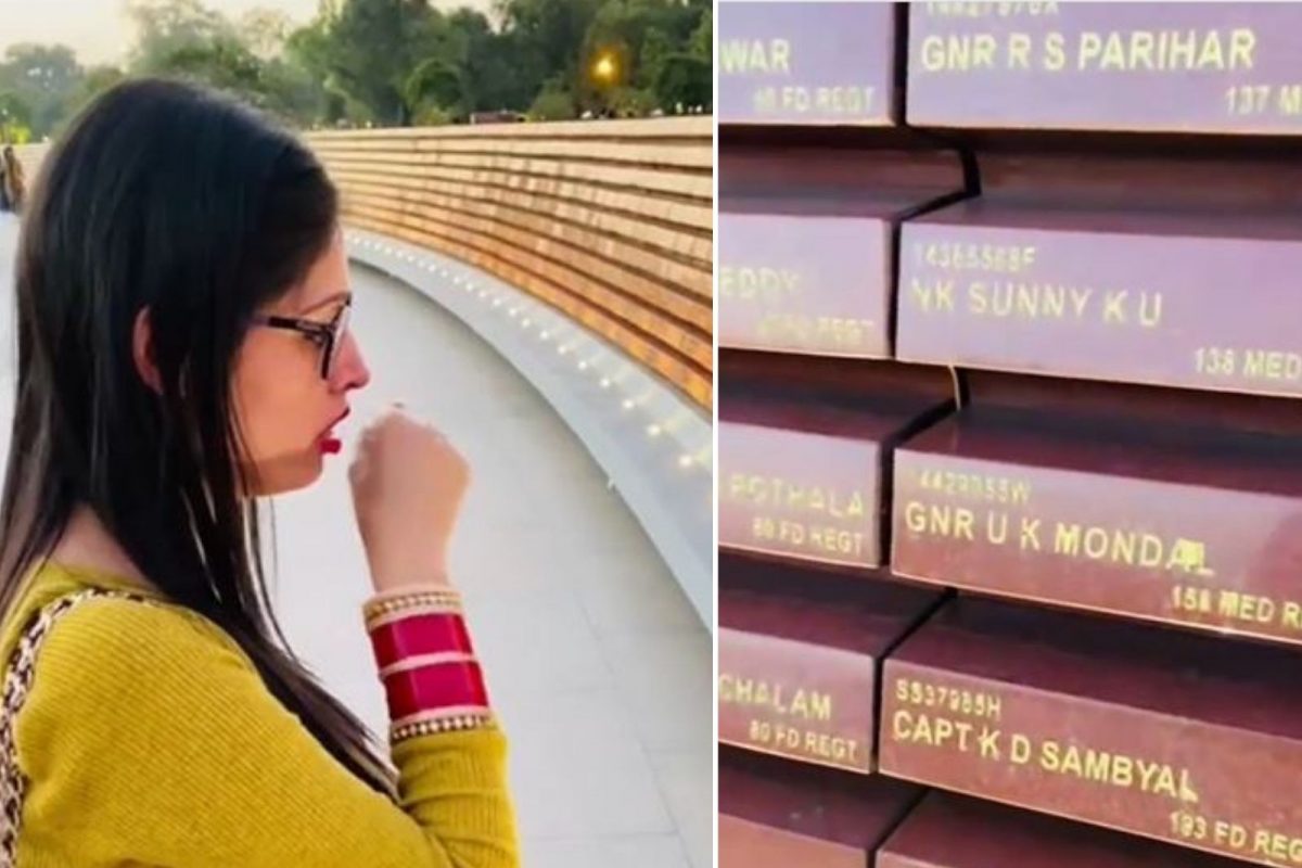 पतीसोबत राष्ट्रीय युद्ध स्मारक पाहायला गेलेली महिला; शहिदांमध्ये भावाचं नाव पाहताच..., भावनिक VIDEO