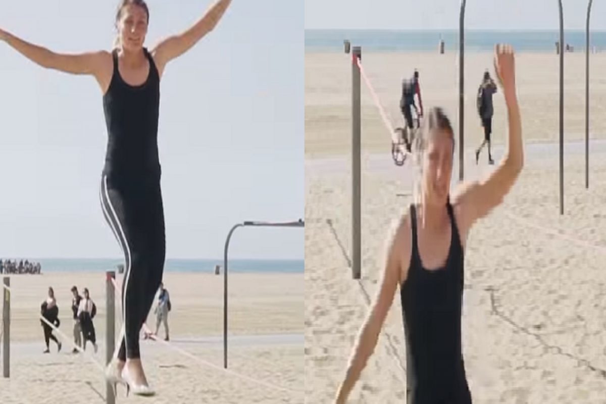 World record साठी खतरनाक स्टंट! High heels घालून दोरीवर चढली महिला आणि...; धडकी भरवणारा VIDEO