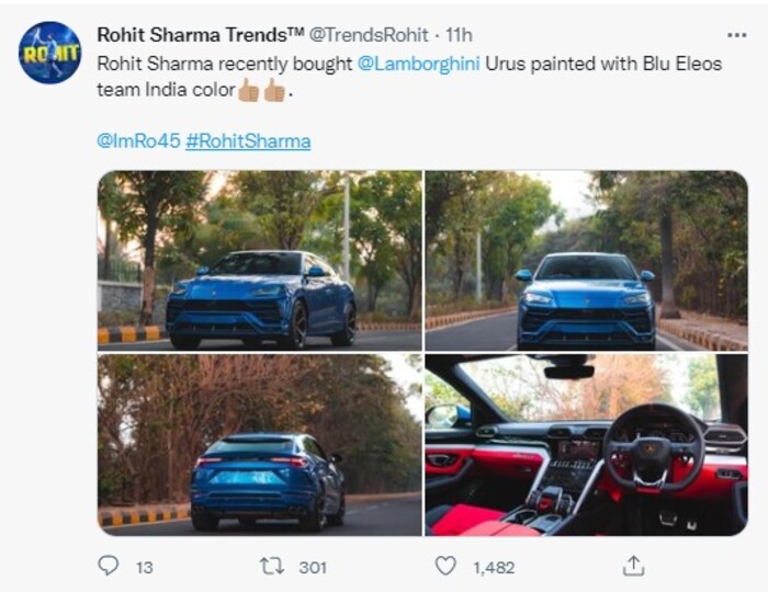 मीडिया रिपोर्टनुसार या कारची किंमत जवळपास 3 कोटी आहे. ही कार पुढे आणि मागील बंपरसह संपूर्ण निळ्या रंगाची आहे. 
