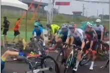 सायकल रेसचा कधीही पाहिला नसेल असा VIDEO; एकाचा तोल जाताच घडलं अनपेक्षित