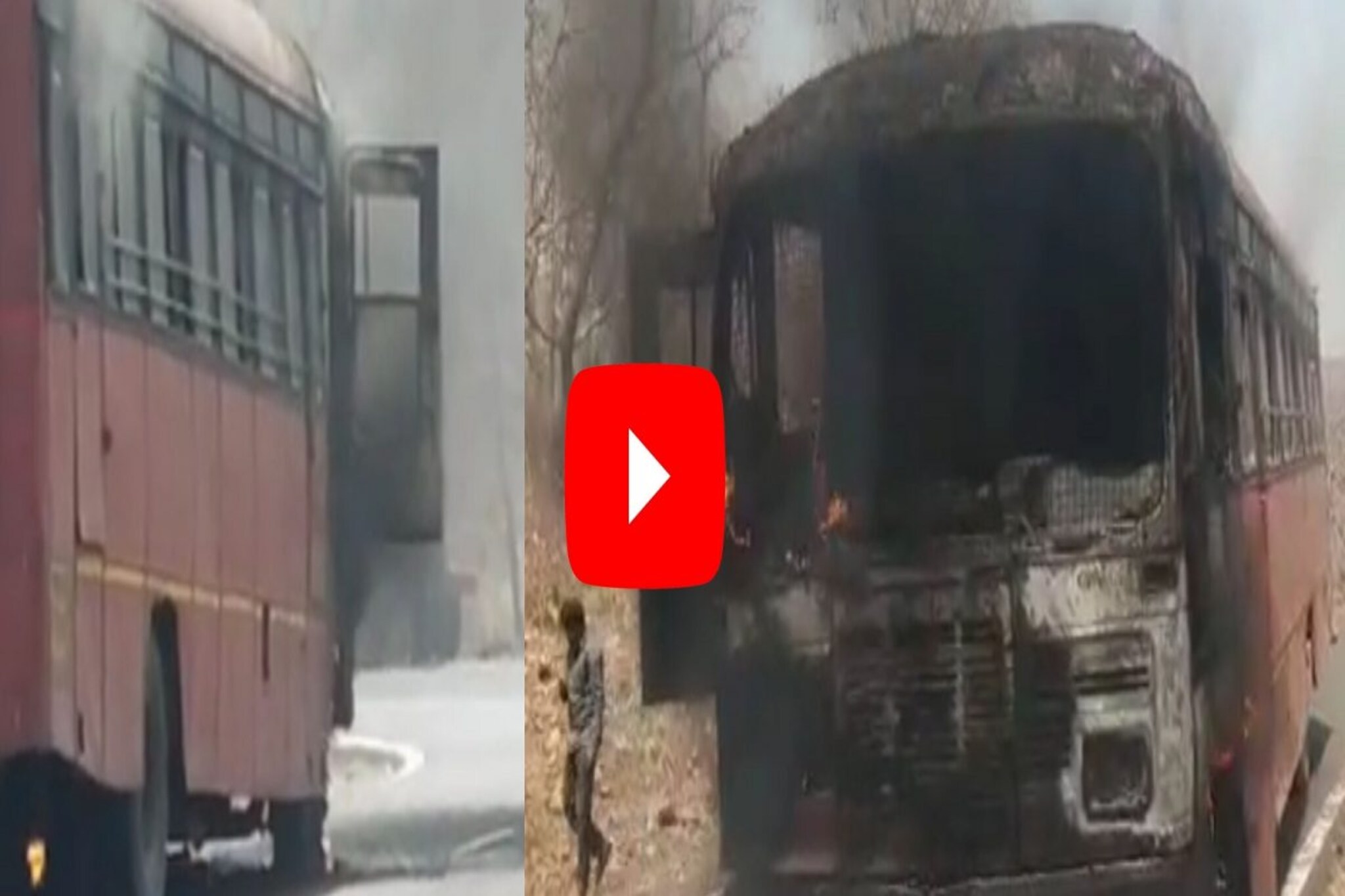 यवतमाळमध्ये प्रवाशांनी भरलेल्या एसटीने घेतला पेट, बस जळून खाक, LIVE VIDEO