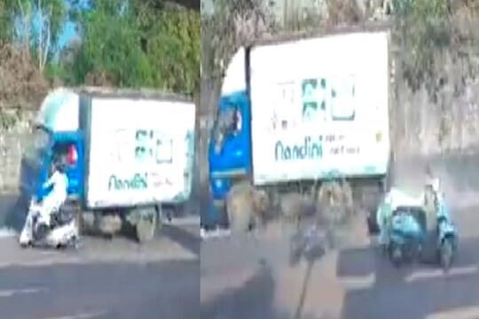 VIDEO - भरधाव ट्रकने उडवलं तरी 'मृत्यू' महिलेला स्पर्शही करू शकला नाही; 'या' सुरक्षाकवचामुळे झाला चमत्कार
