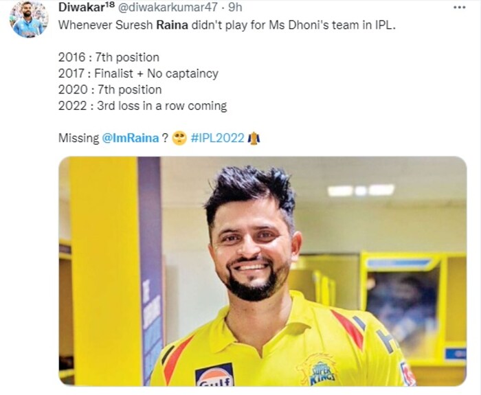 आयपीएल इतिहासात पहिल्यांदाच सुरेश रैना अनसोल्ड ठरला. तो सध्या या स्पर्धेची कॉमेंट्री करत आहे. 