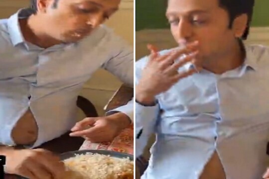 Ritiesh Deshmukh चं वजन एवढं वाढलं की शर्टाचं बटणही लागेना, तरीही जेवणावर मारलाय ताव! पाहा VIDEO