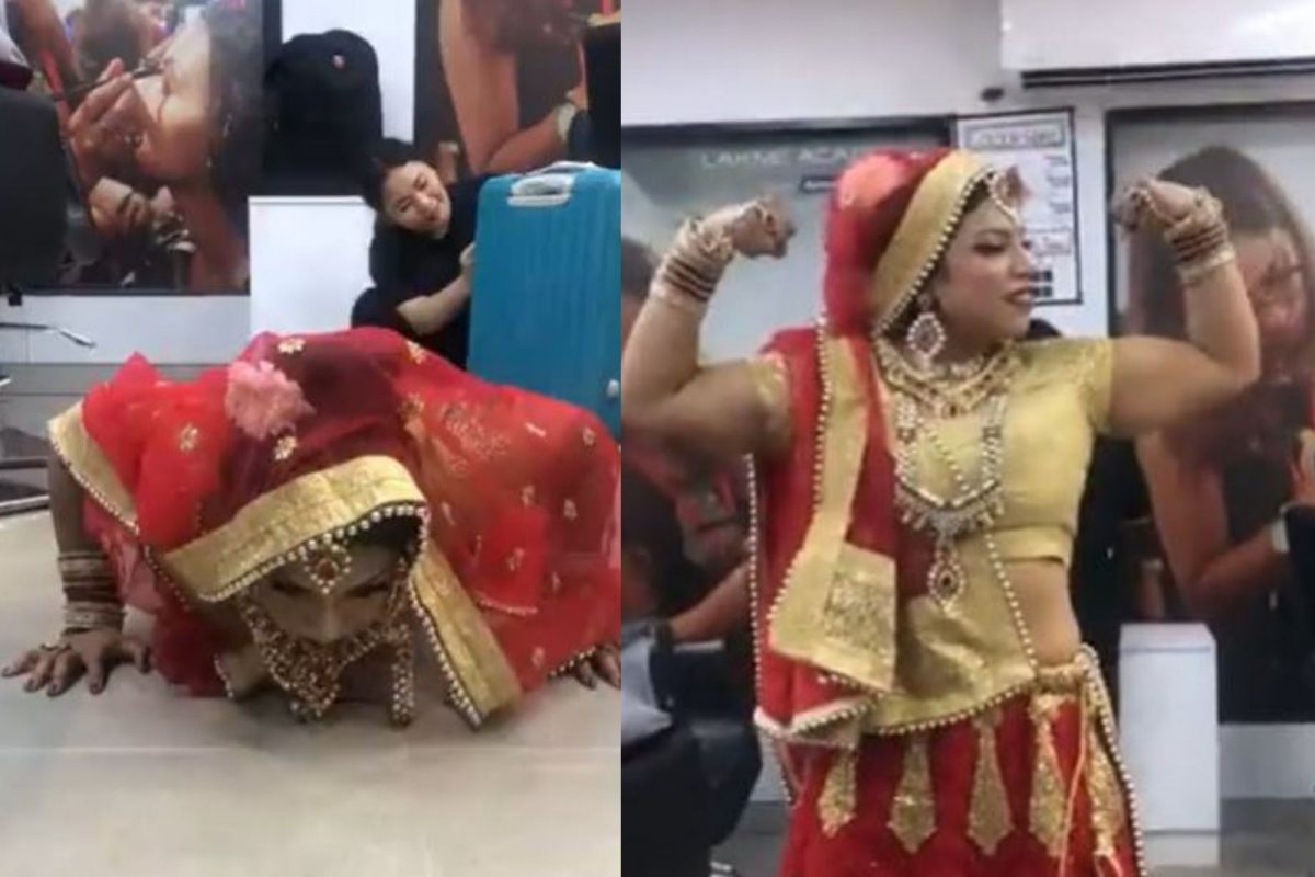 लग्नाच्या दिवशी लेहंगा आणि दागिने घालून नवरीबाईने मारले पुश-अप्स, VIDEO एकदा बघाच