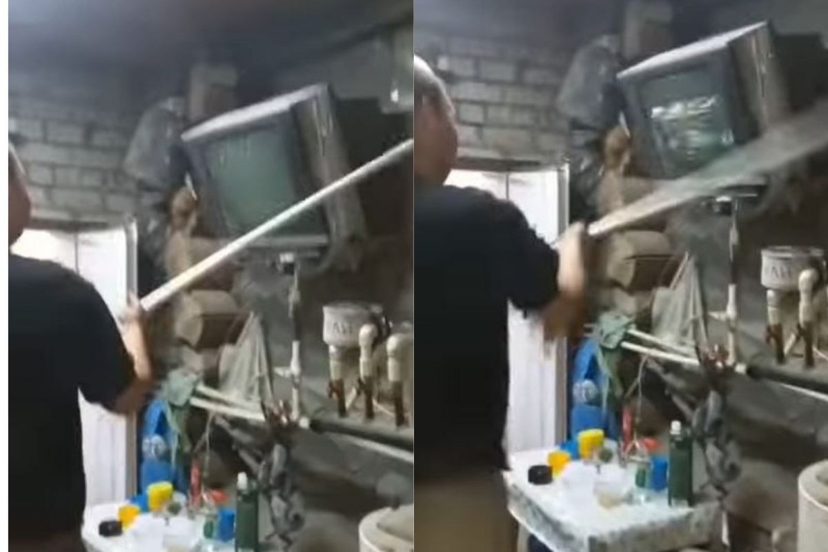 बंद पडलेला TV सुरू करण्यासाठी भयंकर जुगाड; हातात काठी घेतली अन्..., VIDEO चा शेवट पाहून व्हाल अवाक