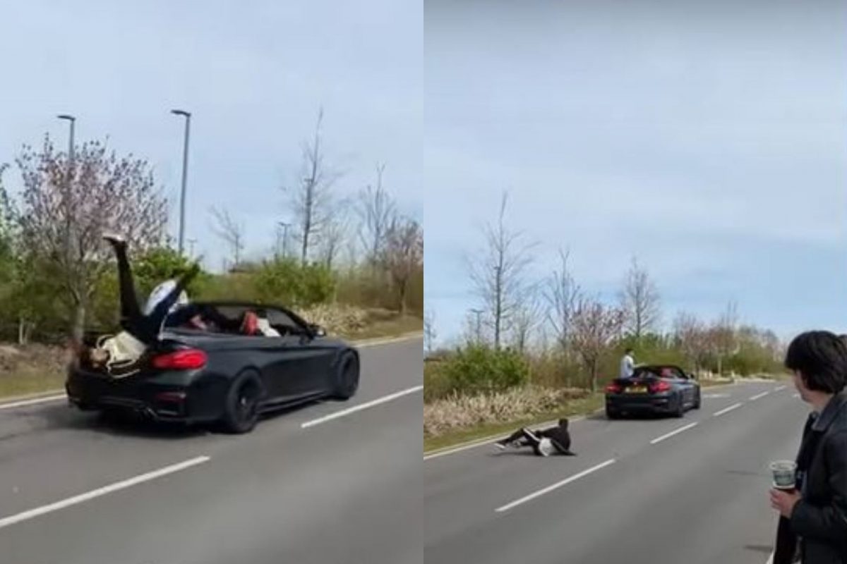 दिखाव्याच्या नादात तरुणासोबत भलतंच घडलं; BMW मधून पडून थेट रस्त्यावर आपटला, पाहा VIDEO