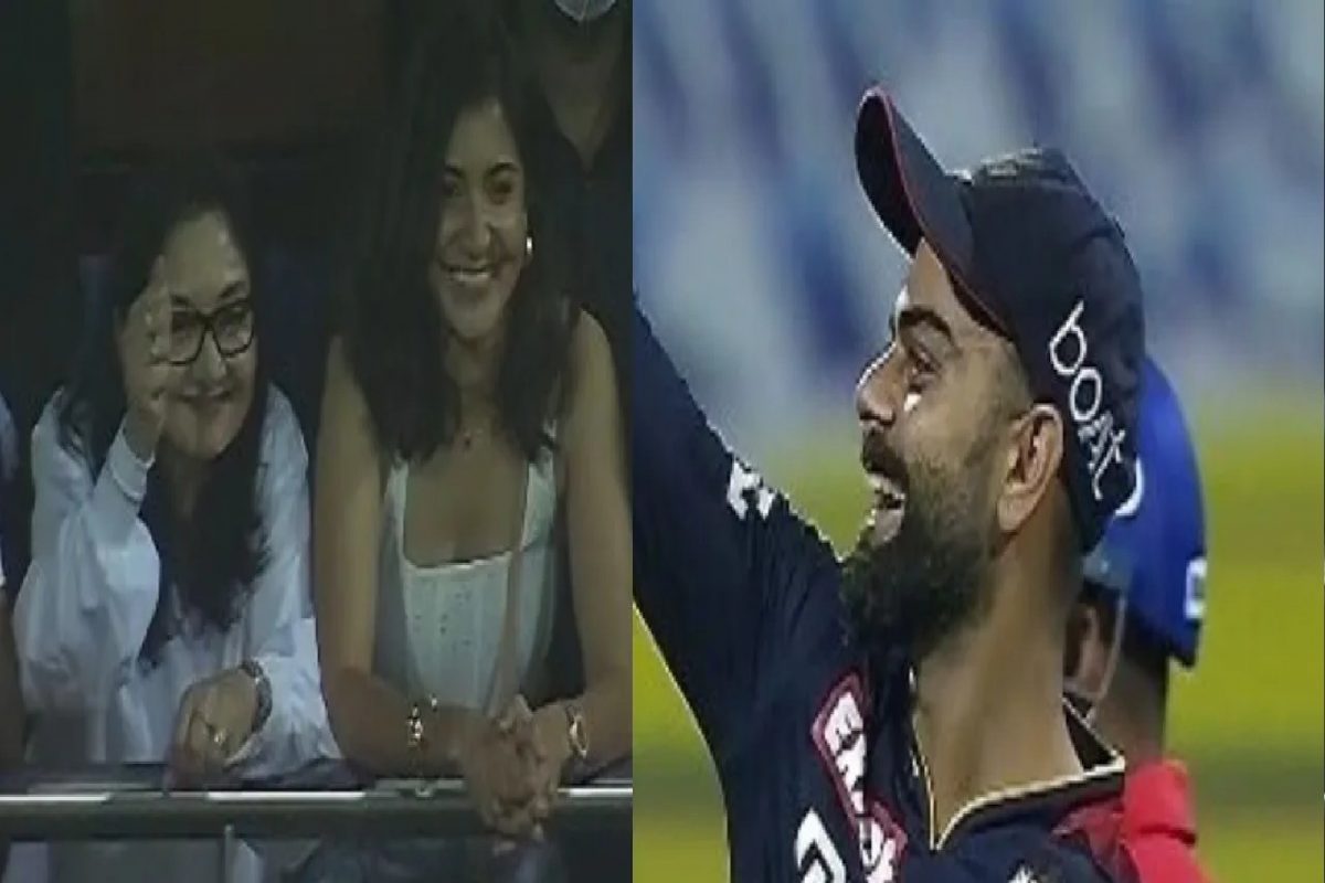 IPL 2022 : विराट कोहलीनं एका हातानं कॅच घेताच अनुष्कानं मारली उडी, सासू-सासऱ्यांनीही वाजवल्या टाळ्या, पाहा VIDEO
