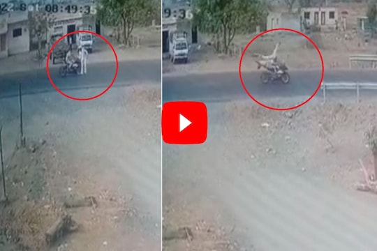 रस्ता ओलांडणाऱ्या वयोवृद्धाला दुचाकीची जोरदार धडक, पुण्यातील घटनेचा Shocking VIDEO