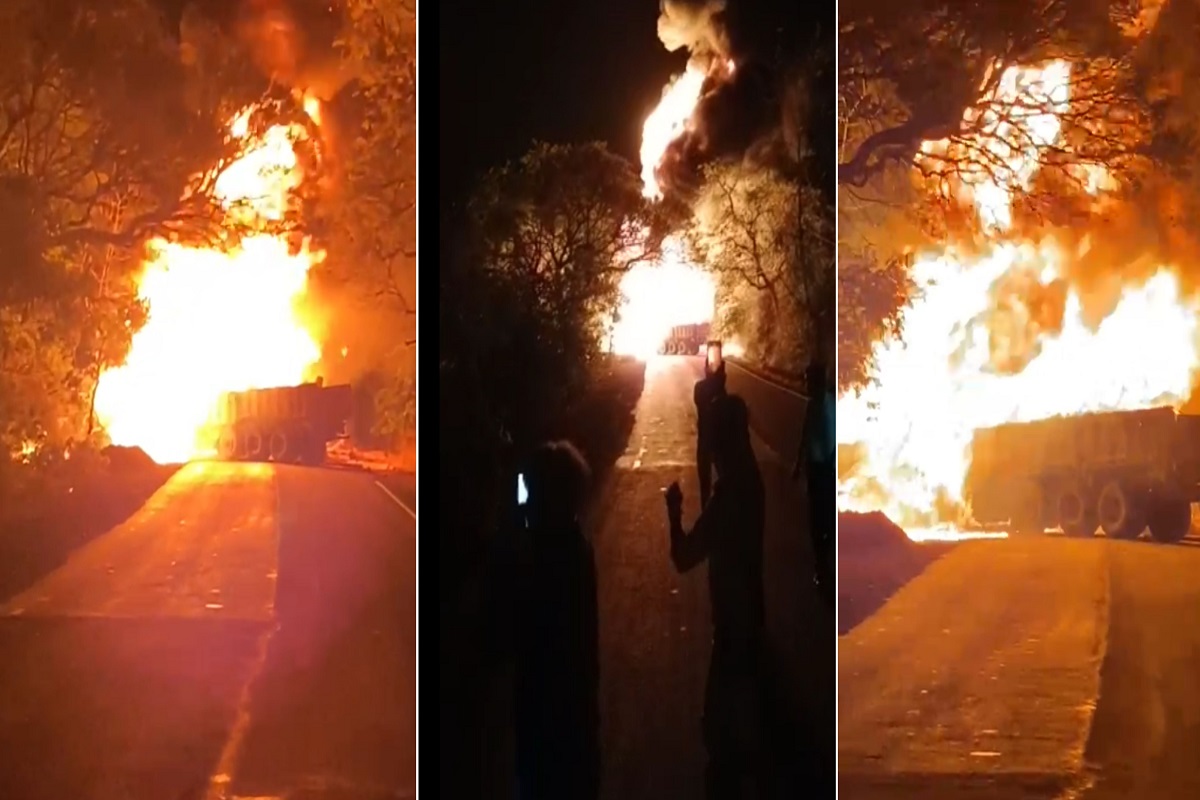 BREAKING: चंद्रपुरात पेट्रोल टँकर आणि ट्रकमध्ये भीषण अपघात, VIDEO