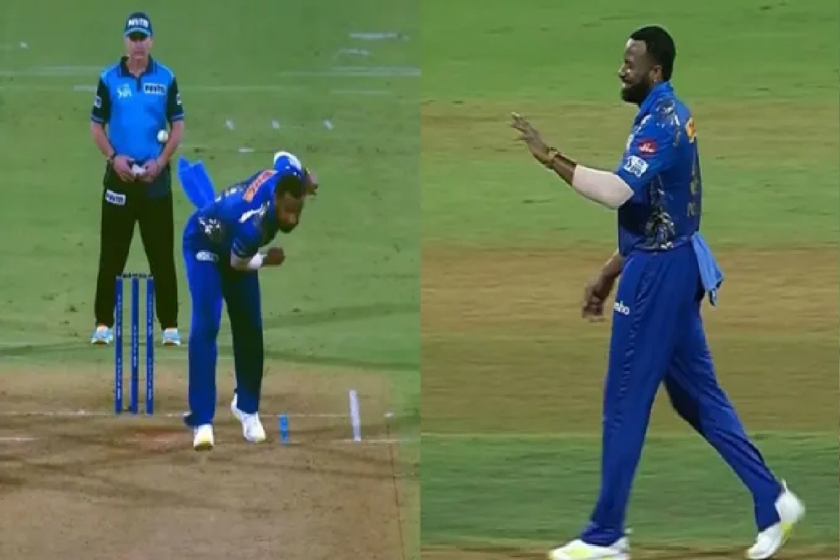 IPL 2022 : अंपायरला बॉल लागल्यावर पोलार्ड लागला हसू, रोहितनंही दिली साथ! पाहा Video