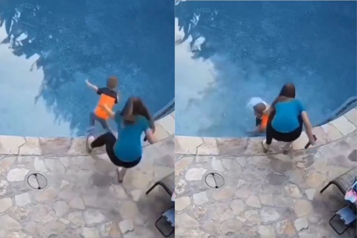 चिमुकल्याने घेतली पाण्यात उडी; बचावासाठी आई धावून आली अन्.., अंगावर काटा आणणारा VIDEO