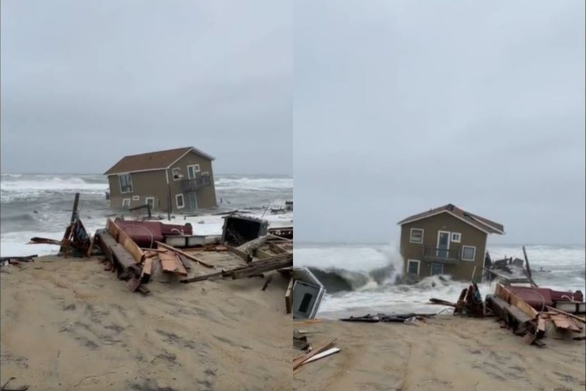 VIDEO: हवामान बदलाचा भयानक परिणाम? काही क्षणातच पाण्यासोबत वाहून गेलं 3 कोटीचं घर