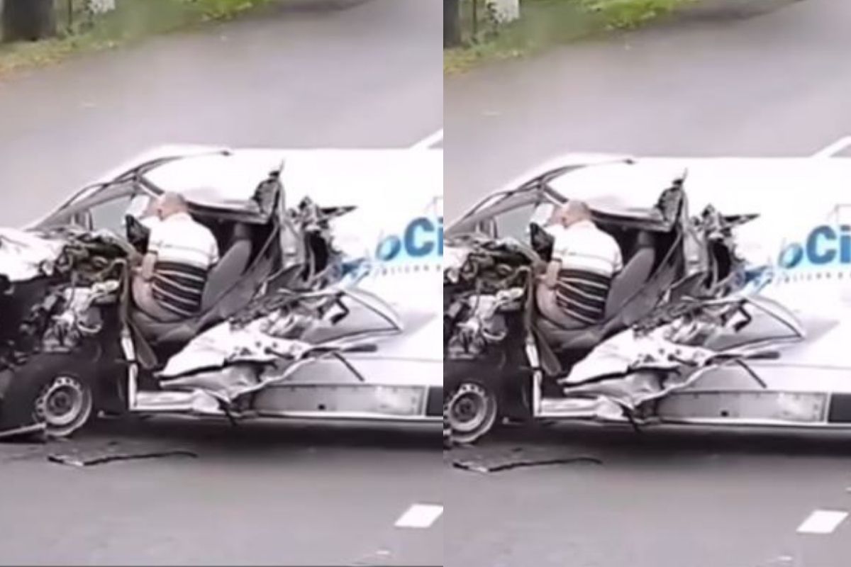 भीषण अपघातात गाडीचा अक्षऱशः चक्काचूर झाला; मात्र चालकाला खरचटलंही नाही, थक्क करणारा VIDEO