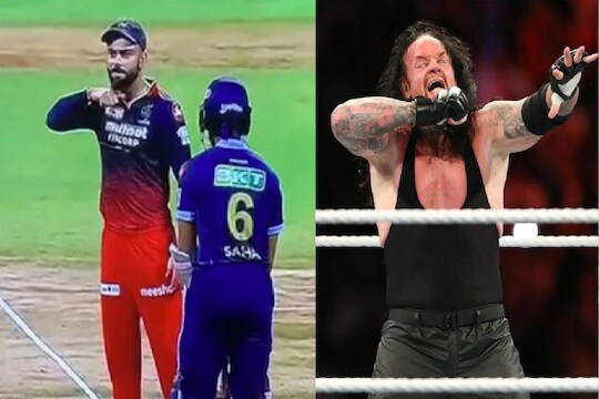 IPL 2022 : विराट कोहलीमध्ये दिसला अंडरटेकर, शुभमन गिलकडं पाहात केला खतरनाक इशारा! VIDEO