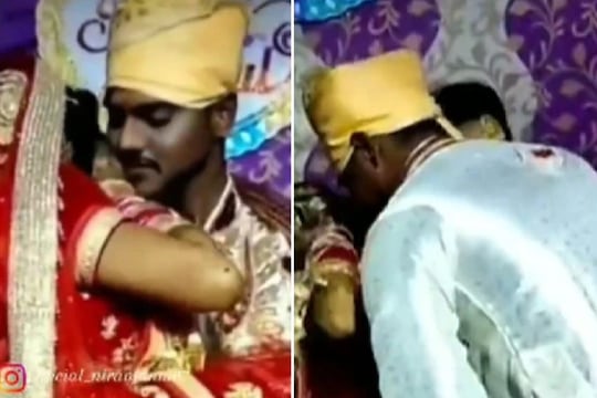 VIDEO- उतावळ्या नवऱ्याने मंडपातच नवरीबाईला...; बिच्चारीला शेवटी लपवावं लागलं तोंड