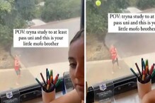 अभ्यास करणाऱ्या बहिणीला भावानं असा आणला वैताग; Video पाहणारे लहानपणात रमले अभ्यास करणाऱ्या बहिणीला भावानं असा आणला वैताग; Video पाहणारे लहानपणात रमले