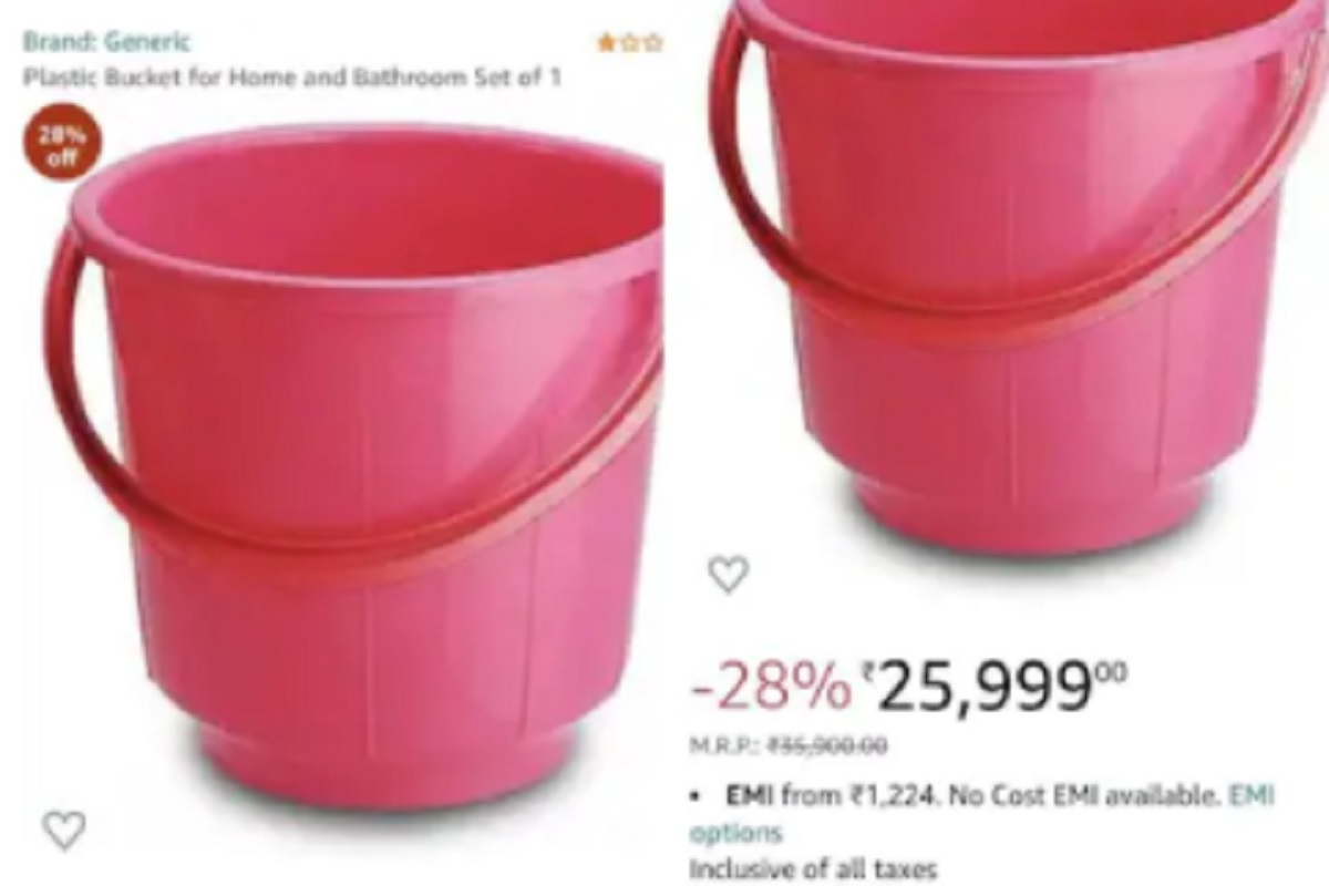 Amazon वर 26000 रुपयांत विकली गेली साधी प्लास्टिक बादली, 28 टक्के डिस्काउंटनंतर इतकी किंमत