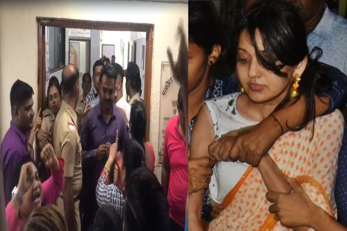 किरण इनामदारला पोलीस स्टेशनला घेऊन आले असता राष्ट्रवादीच्या कार्यकर्त्यांनी पोलीस स्टेशनला घेराव घातला.