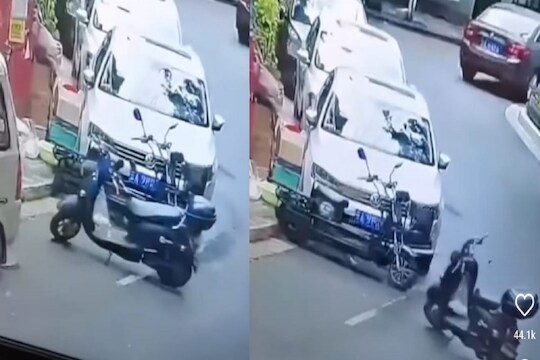 चालकाशिवाय आपोआप चालू लागली पार्किंगमधील बाईक; Horror film मधील नाही हा रिअल Shocking video