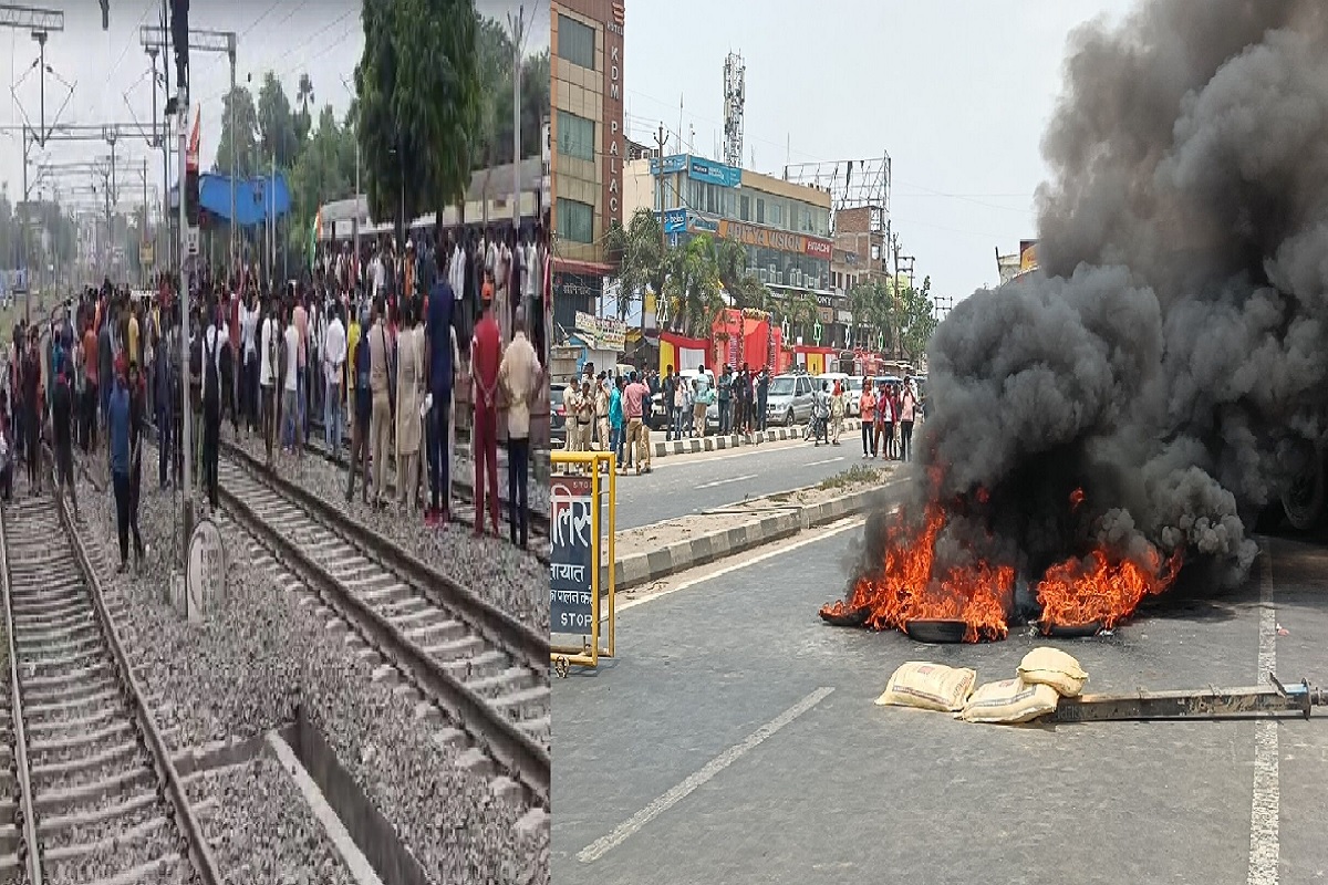 Agnipath Scheme Protest: अग्निपथ योजनेविरोधात विद्यार्थी आक्रमक, ट्रेनच्या बोगीला लावली आग; रेल्वे ट्रॅकवर आंदोलन