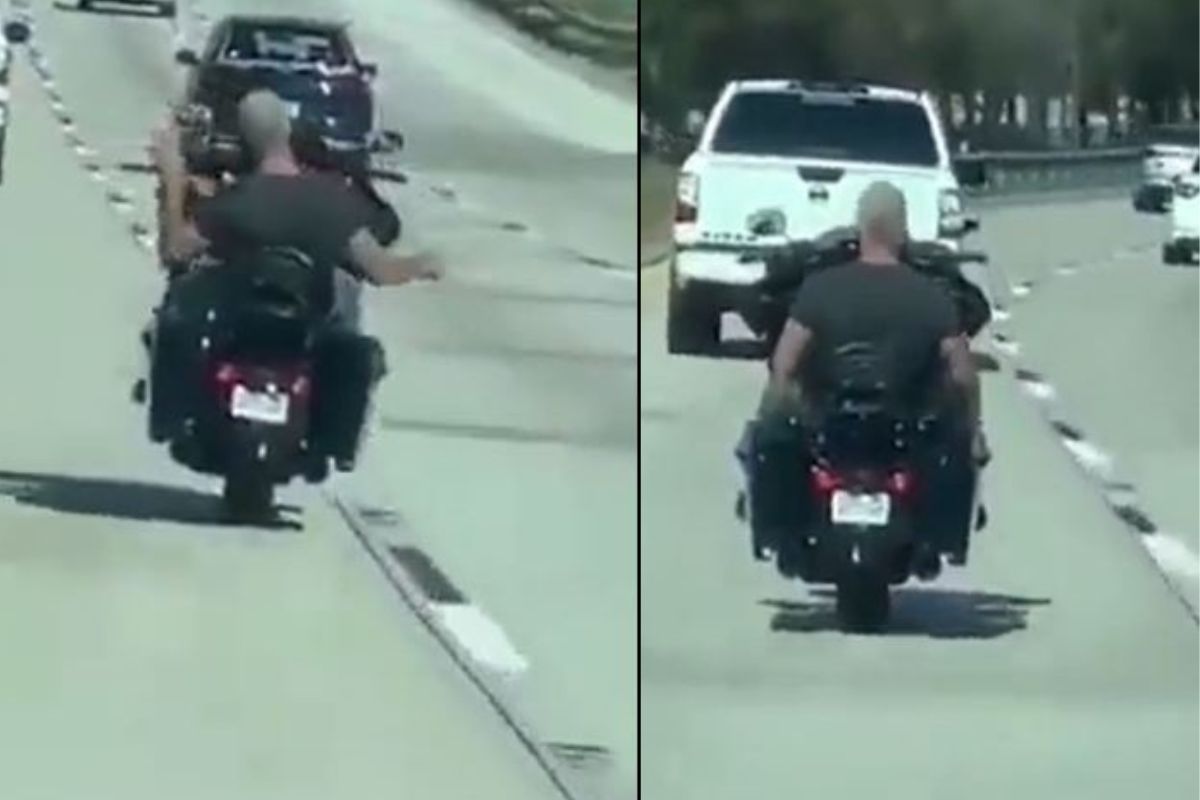 हँडल न पकडता रस्त्याच्या मधोमध चालवत होता दुचाकी; अचानक आरामात झोपला, VIDEO पाहून व्हाल शॉक