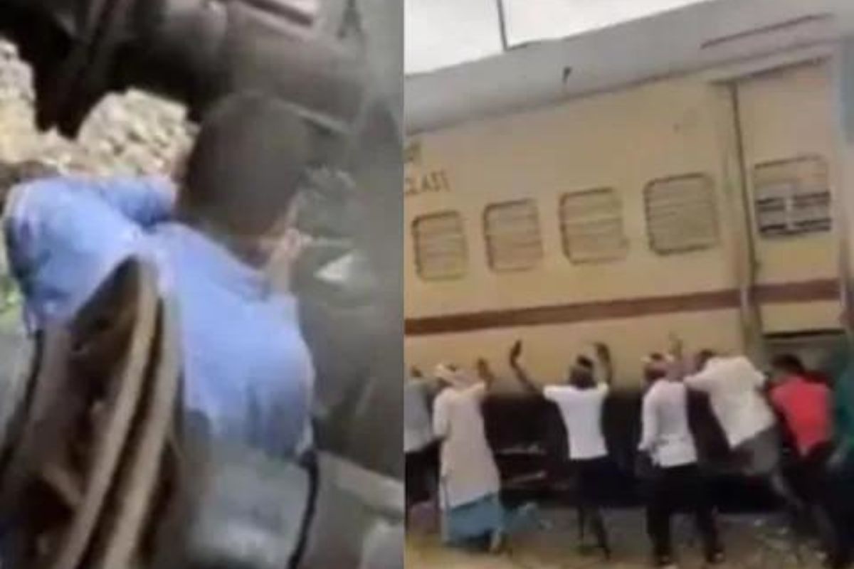 आंदोलकांनी लावली ट्रेनला आग; रेल्वे कर्मचाऱ्याने जीवाची पर्वा न करता केलं कौतुकास्पद काम, VIDEO