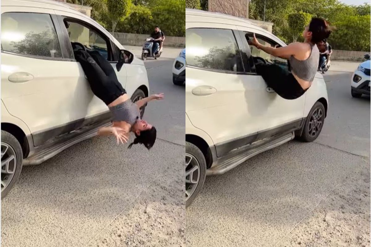 कारचा दरवाजा न उघडताच आतमध्ये ड्रायव्हिंग सीटवर जाऊन बसली तरुणी; थक्क करणारा VIDEO