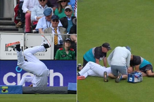 ENG vs NZ : मैदानावर डोकं आपटलं, बाऊंड्री लाईनवर फिल्डिंग करताना इंग्लंडच्या खेळाडूला गंभीर दुखापत