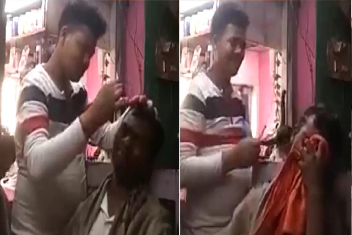 केस कापताना लहान मुलांसारखा ढसाढसा रडू लागला; सलूनमध्ये काय घडलं पाहा VIDEO