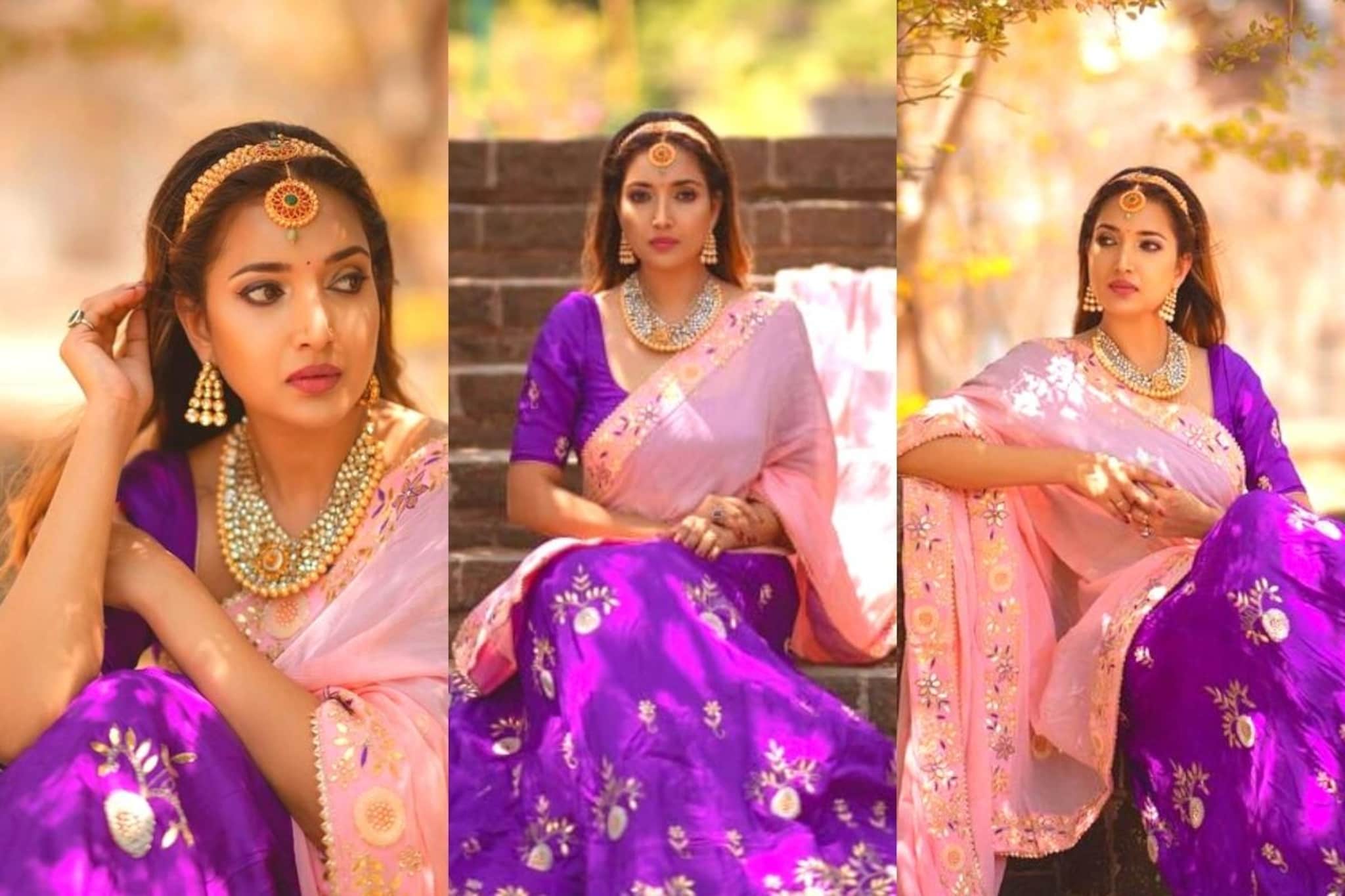 संजनाला पडली जांभळ्या रंगाची भुरळ! राजेशाही थाटात खुलून दिसतंय रूपालीचं सौंदर्य