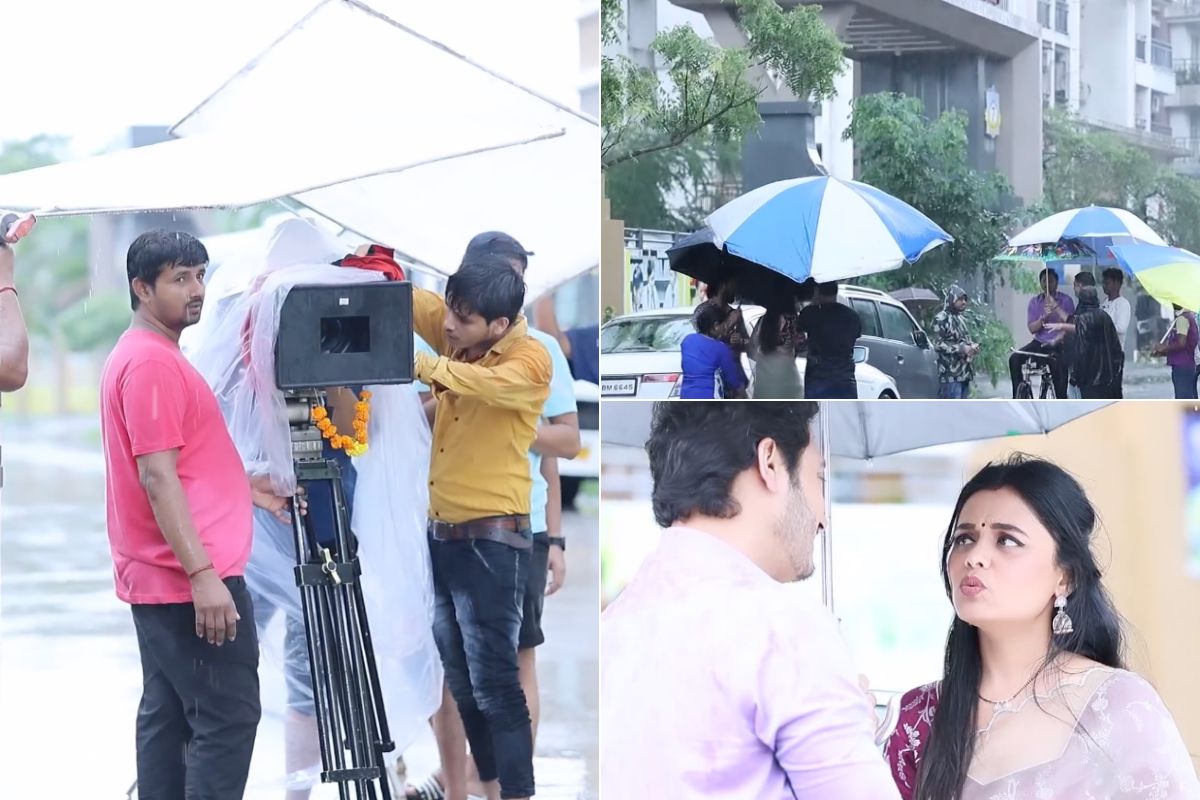 Prarthana Behere: कॅमेरा भिजतोय, टिम पळतेय, पावसात शूटिंग करताना कलाकारांना काय करावं लागतं पाहा