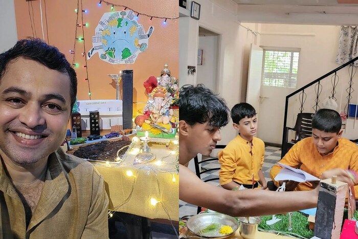 मराठमोळा अभिनेता सुबोध भावेसह अनेक कलाकारांच्या घरी बाप्पा विराजमान झाले आहेत.  सुबोधच्या घरी बाप्पाची छोटी मुर्ती स्थापन करण्यात आलीये. 